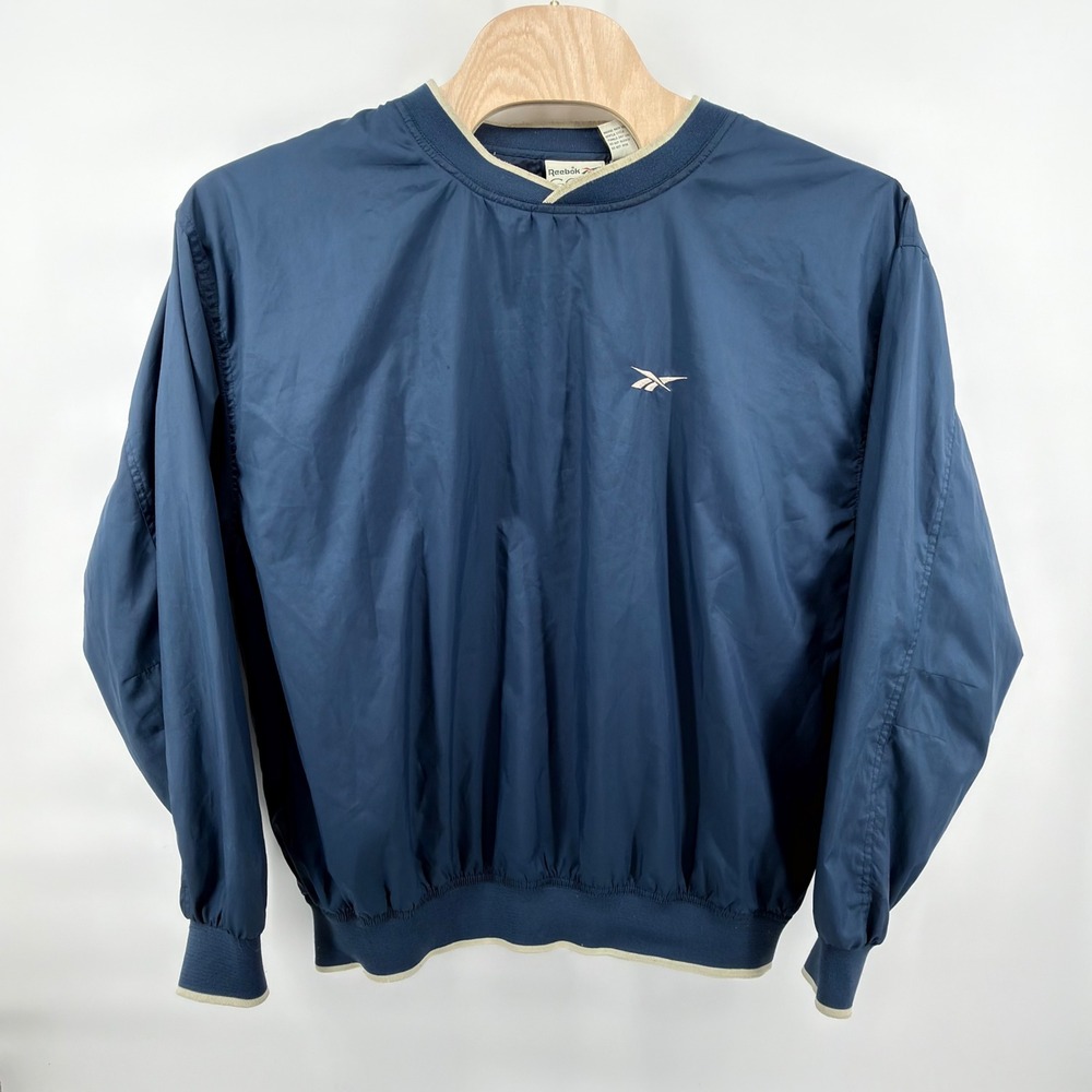 Reebok Golf Jacket Mens XXL Blue V Neck Windshirt Vintage Lined Pullover Coat